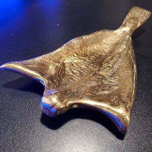 VTG Solid Brass Split Cod Fish Dish Old Lunenburg Foundry NFLD Marked Maritime C